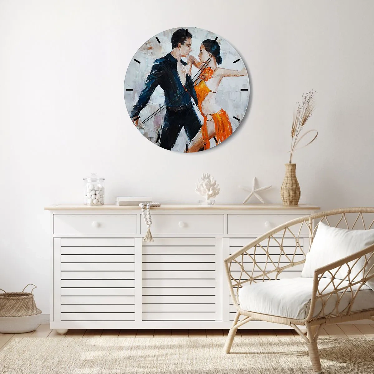 Wanduhr - Glasuhr - Ein Paar tanzt zu einem intensiven Rhythmus mit dynamischen Posen - 30x30cm - Schmutziges Tanzen - Moderne Wanddekoration für Wohnzimmer, Küche und Schlafzimmer ARTTOR