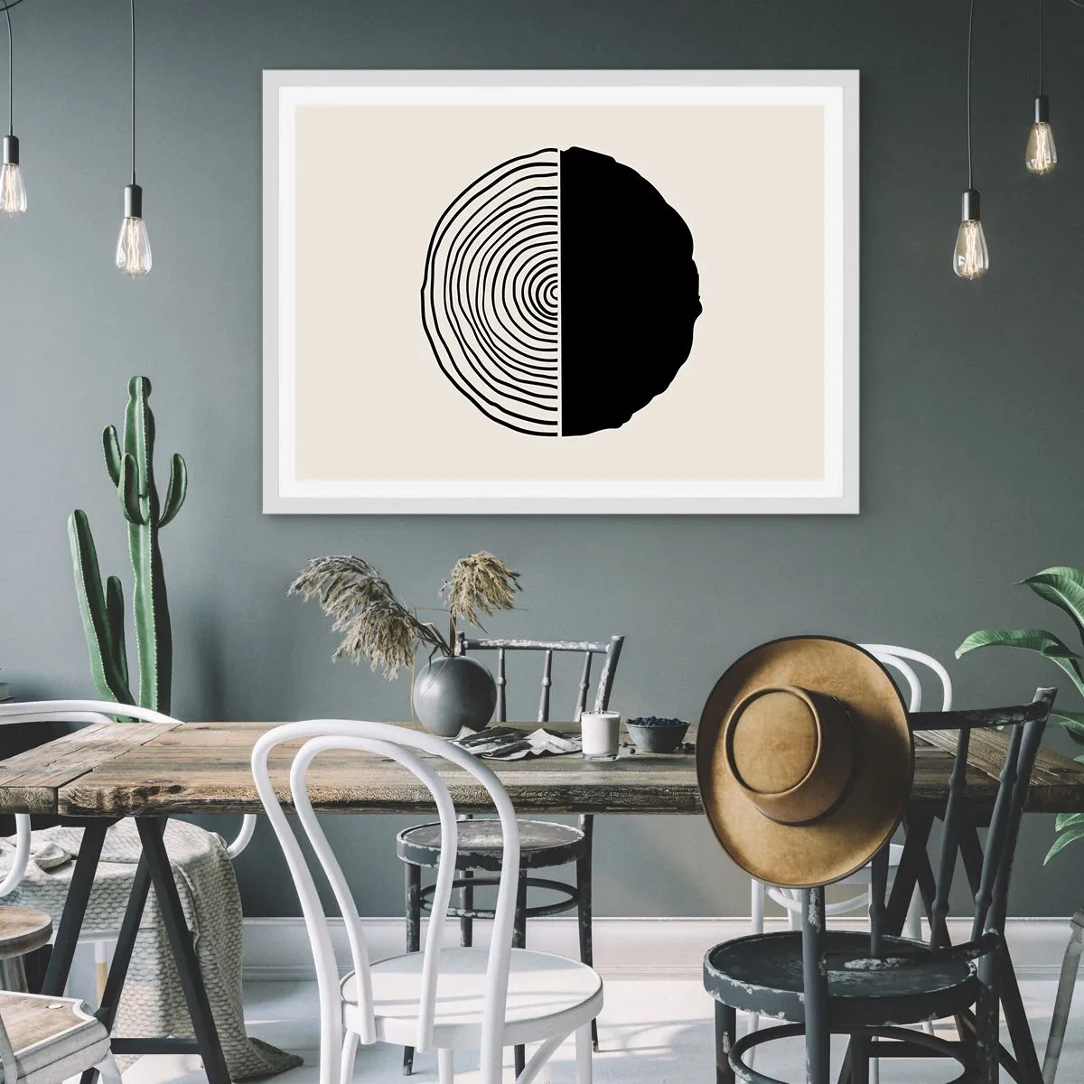 Poster in einem weißen Rahmen - Halb und halb - 100x70 cm