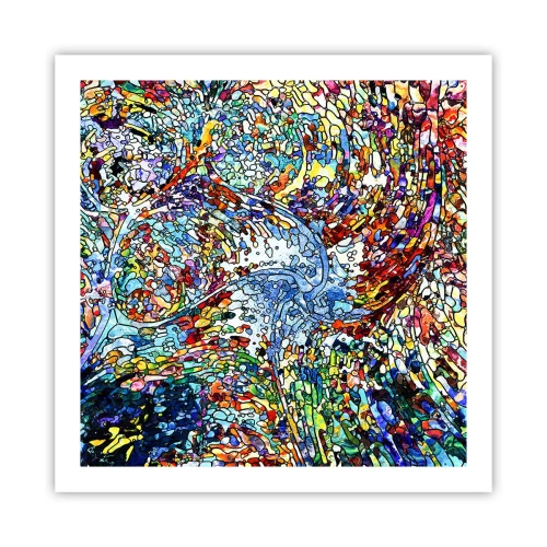 Poster - Glasmalerei Wassertropfen - 60x60 cm