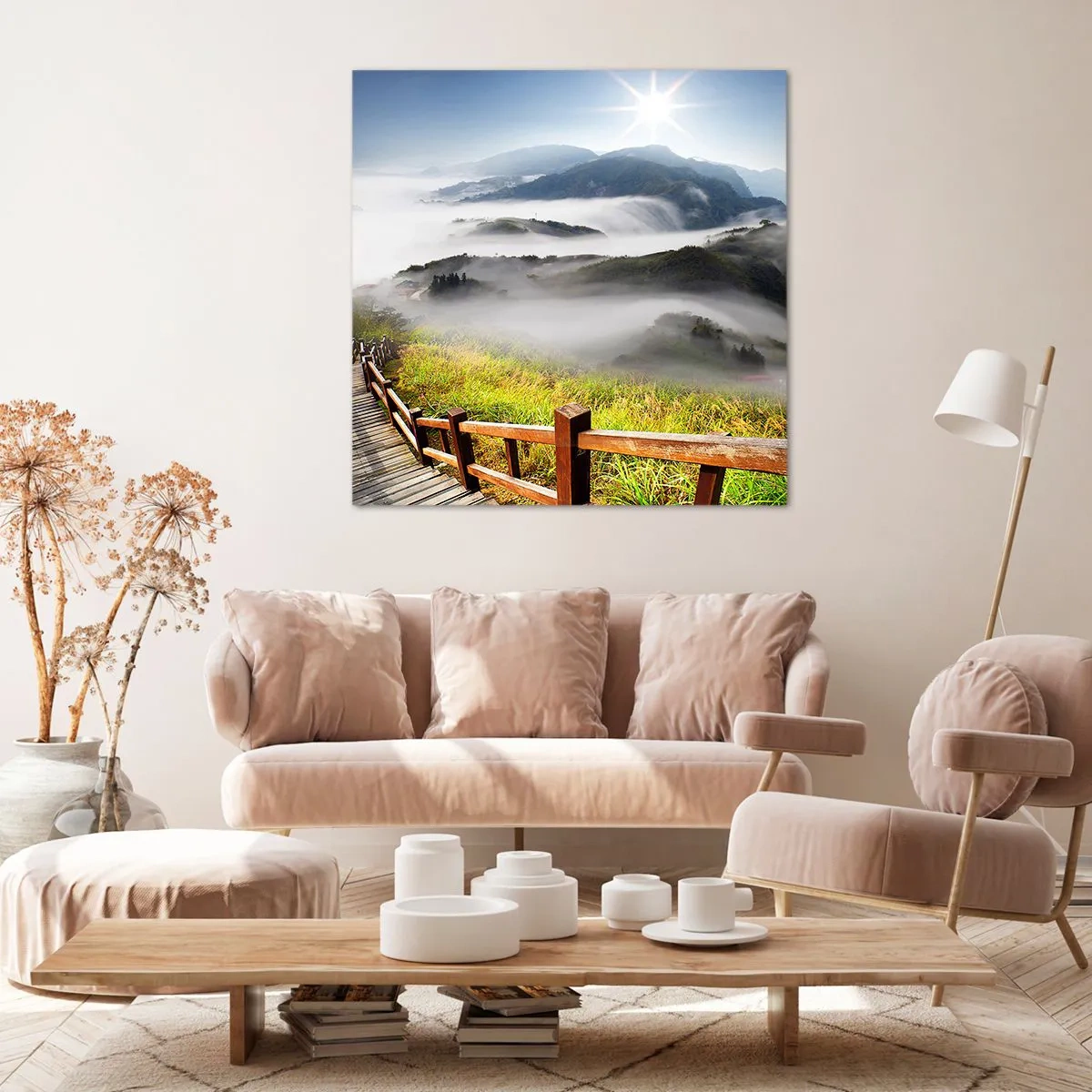 Bild auf Leinwand - Leinwandbild - Gewebt aus Lichtschein und Nebel - 50x50 cm