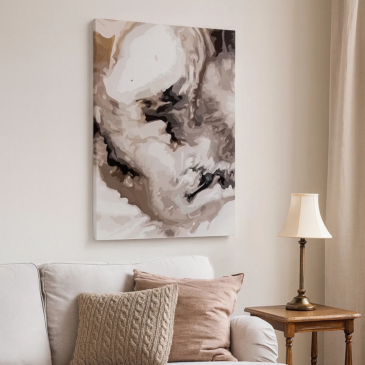 Bild auf Leinwand - Leinwandbild - Abstraktes Muster in Braun- und Weißtönen - 50x70cm - Die Geburt einer Galaxie - Moderne Wanddekoration für Wohnzimmer und Schlafzimmer ARTTOR