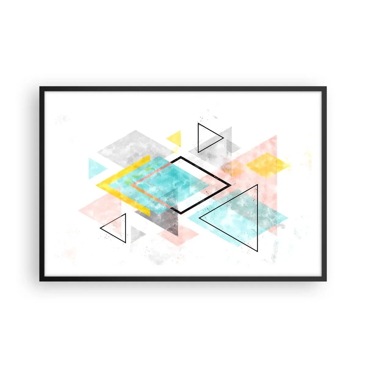 Poster in einem schwarzem Rahmen - Geometrisches Spiel - 91x61 cm