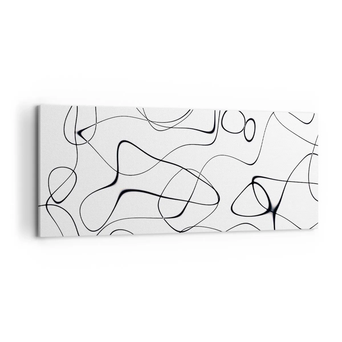 Bild auf Leinwand - Leinwandbild - Abstrakte schwarze Linien auf weißem Hintergrund im minimalistischen Stil - 120x50cm - Lebenswege, Wechselfälle - Moderne Wanddekoration für Wohnzimmer und Schlafzimmer ARTTOR