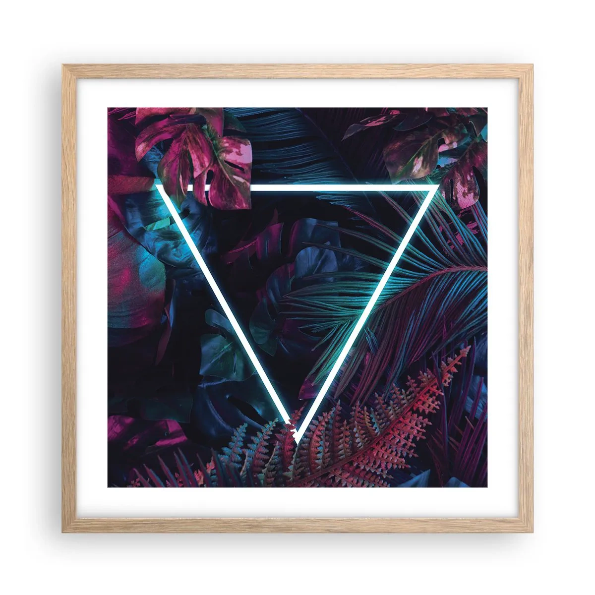 Poster in einem Rahmen aus heller Eiche - Garten im Disco-Stil - 50x50 cm