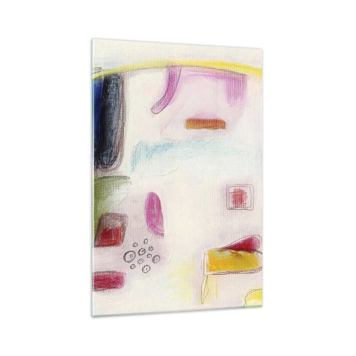 Glasbild - Bild auf glas - Bunte abstrakte Formen auf hellem Hintergrund - 70x100cm - Eher konvex als konkav oder flach - Moderne Wanddekoration für Wohnzimmer und Schlafzimmer ARTTOR