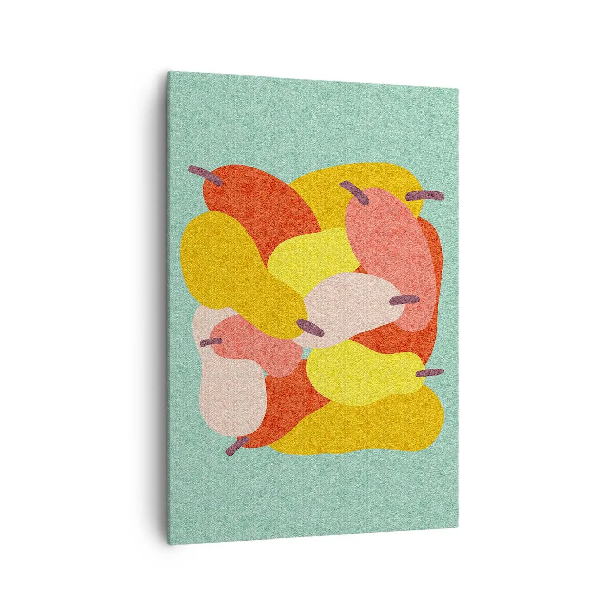 Bild auf Leinwand - Leinwandbild - Bunte abstrakte Birnen auf grünem Hintergrund - 70x100cm - Probieren Sie die Sommersonne - Moderne Wanddekoration für Wohnzimmer und Schlafzimmer ARTTOR