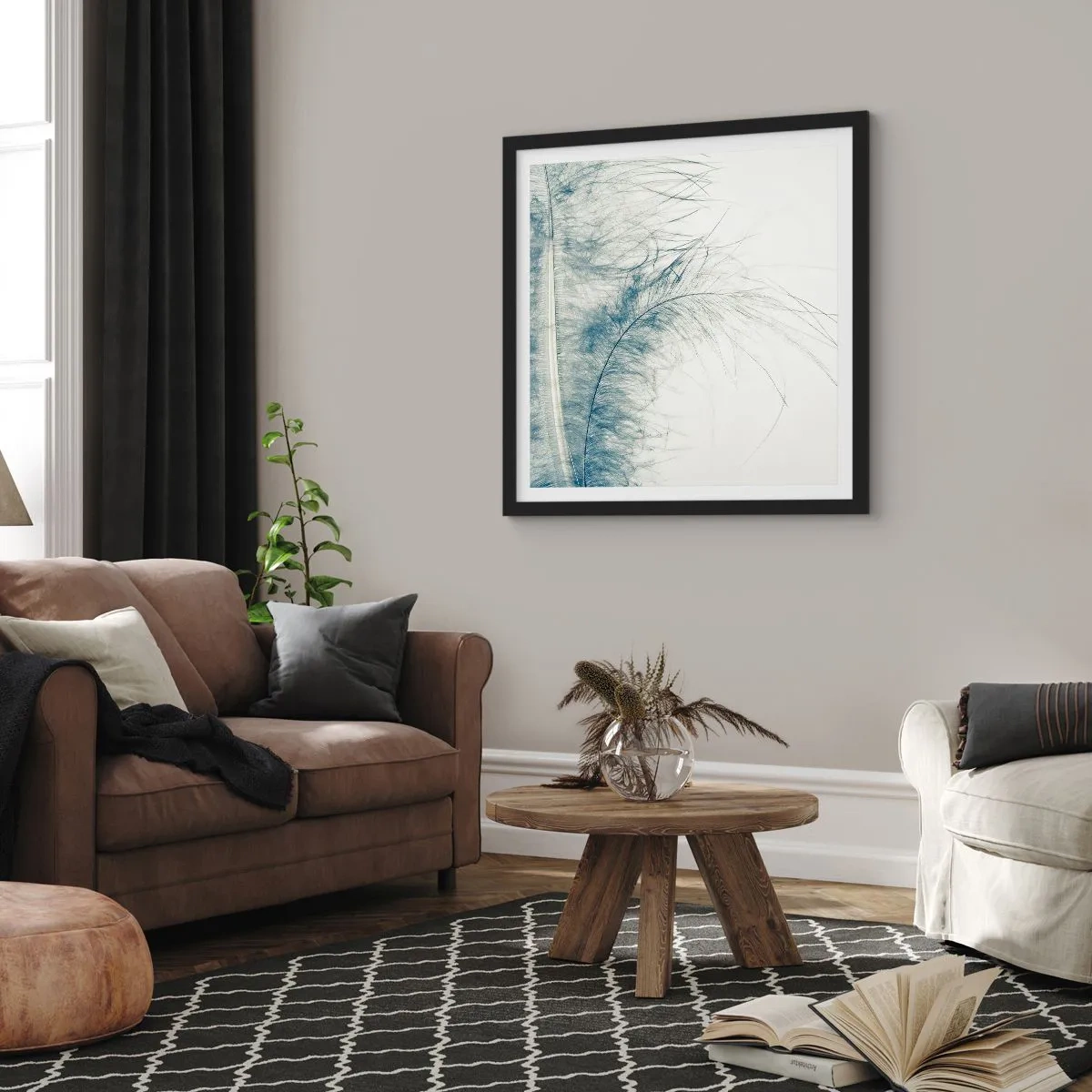 Poster in einem schwarzem Rahmen - Flüstern der Natur - 60x60 cm