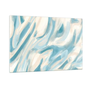 Glasbild - Bild auf glas - Abstrakte Pinselstriche in Blau- und Cremefarben. - 120x80cm - Frühlingsbrisen - Moderne Wanddekoration für Wohnzimmer und Schlafzimmer ARTTOR