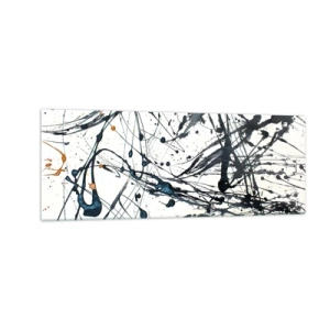 Glasbild - Bild auf glas - Ein abstraktes Gemälde mit Farbspritzern in dynamischen Mustern. - 140x50cm - Expressionistische Abstraktion - Moderne Wanddekoration für Wohnzimmer und Schlafzimmer ARTTOR