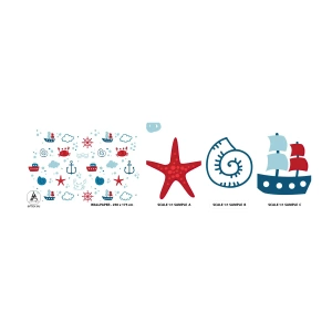 Fototapeten Muster Selbstklebend Deluxe Sticker - Märchen vom Meer - Segeln, Nautisch, Anker - 100x30 cm