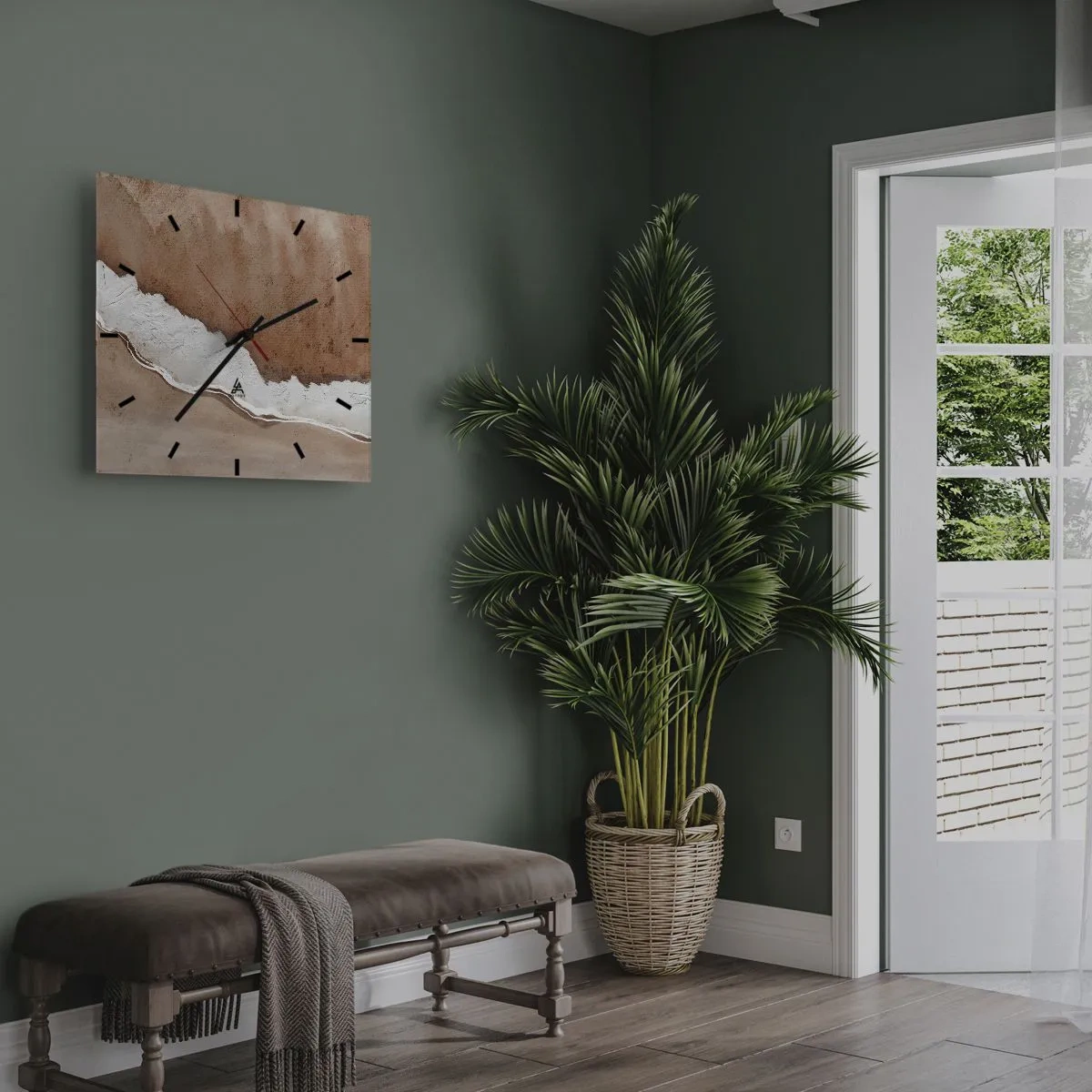 Wanduhr - Glasuhr - In Farben der Erde - 40x40 cm