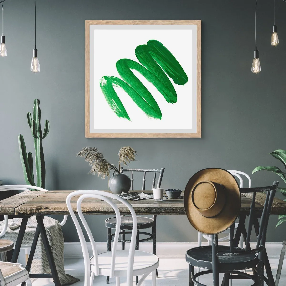 Poster in einem Rahmen aus heller Eiche - Grüner Witz - 40x40 cm