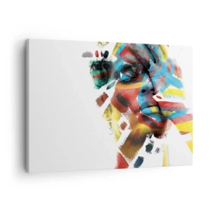 Bild auf Leinwand - Leinwandbild - Abstraktes Porträt in lebendigen Farben - 70x50cm - Eine bunte Persönlichkeit - Moderne Wanddekoration für Wohnzimmer und Schlafzimmer ARTTOR