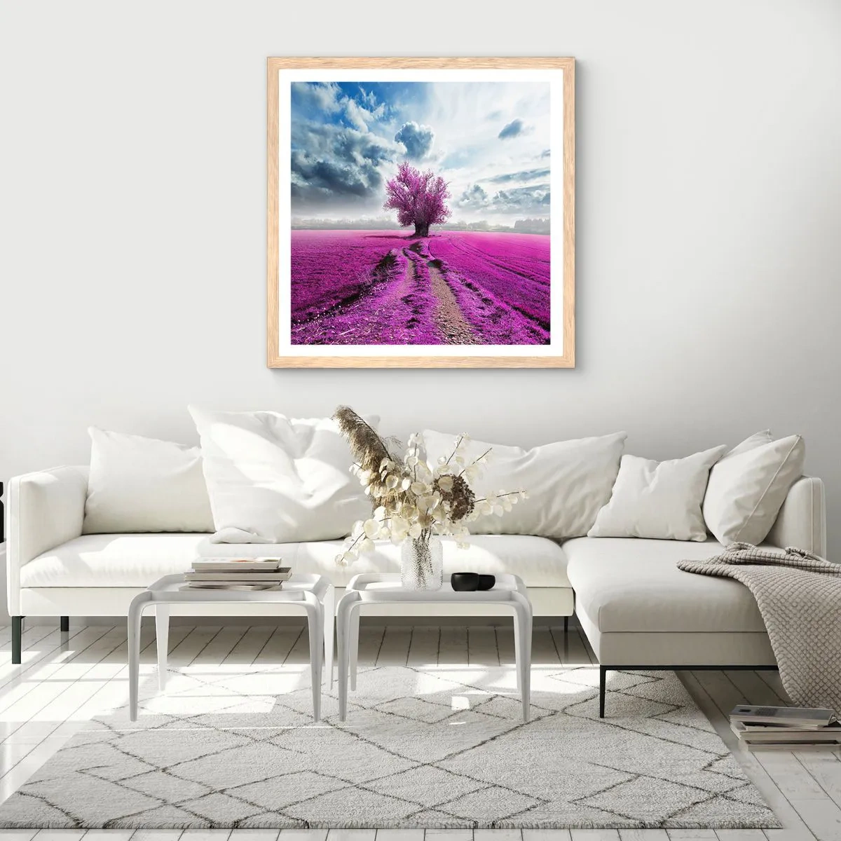 Poster in einem Rahmen aus heller Eiche - Heide - Wildnis - 30x30 cm