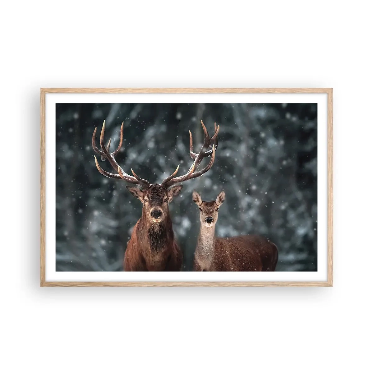 Poster in einem Rahmen aus heller Eiche - Herr des Waldes mit seiner Frau - 91x61 cm