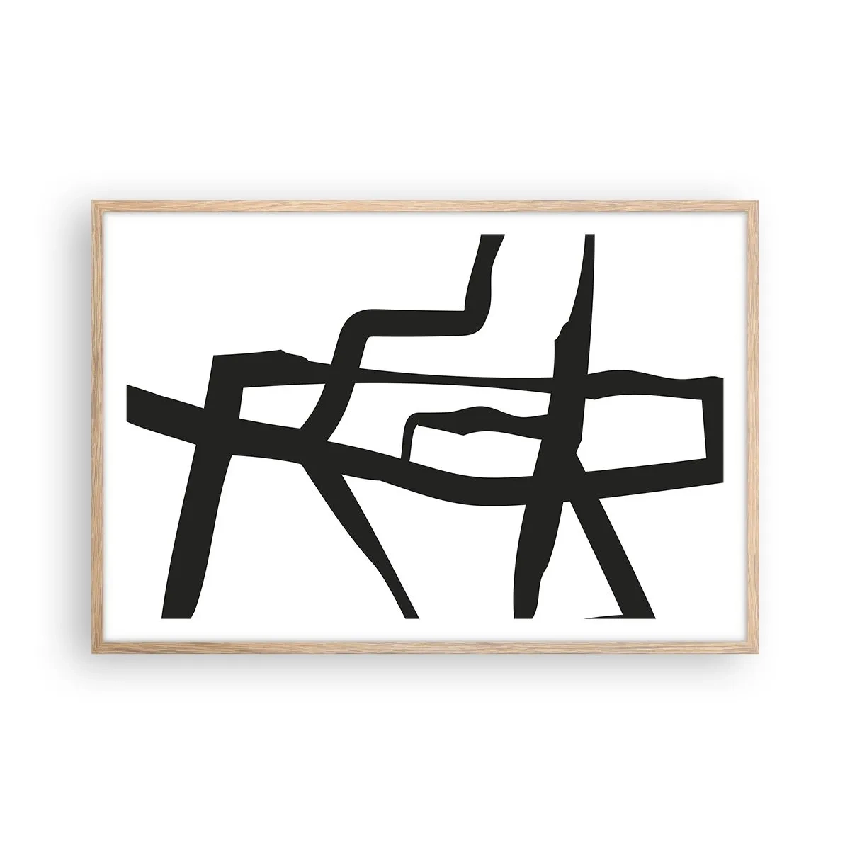 Poster in einem Rahmen aus heller Eiche - Schwarz-Weiß-Design - 91x61 cm