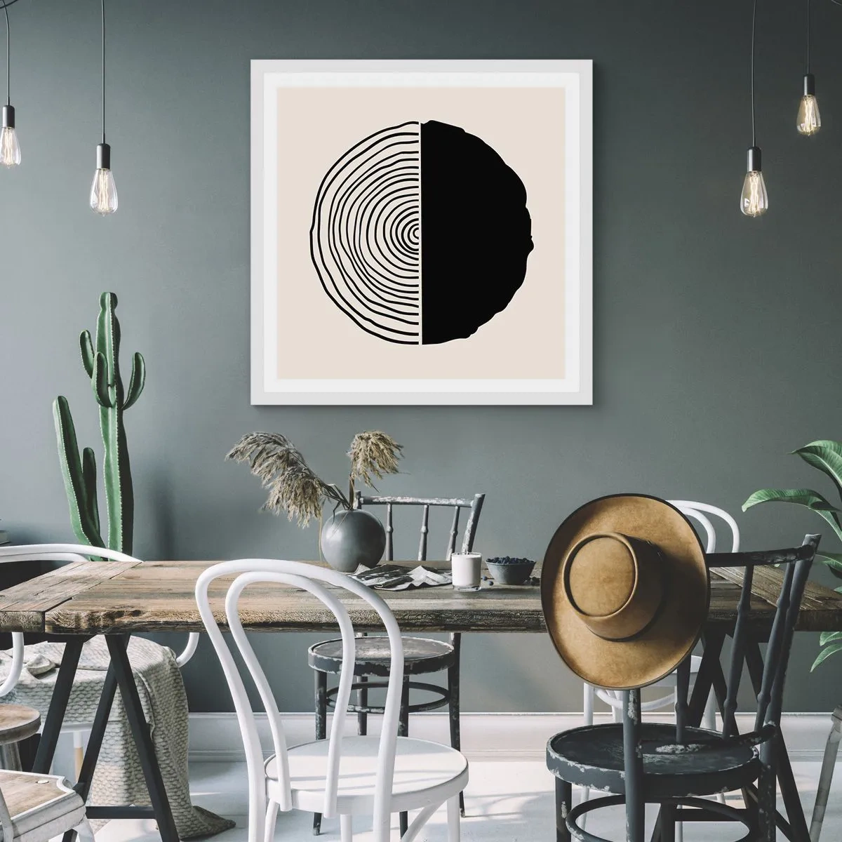 Poster in einem weißen Rahmen - Halb und halb - 30x30 cm