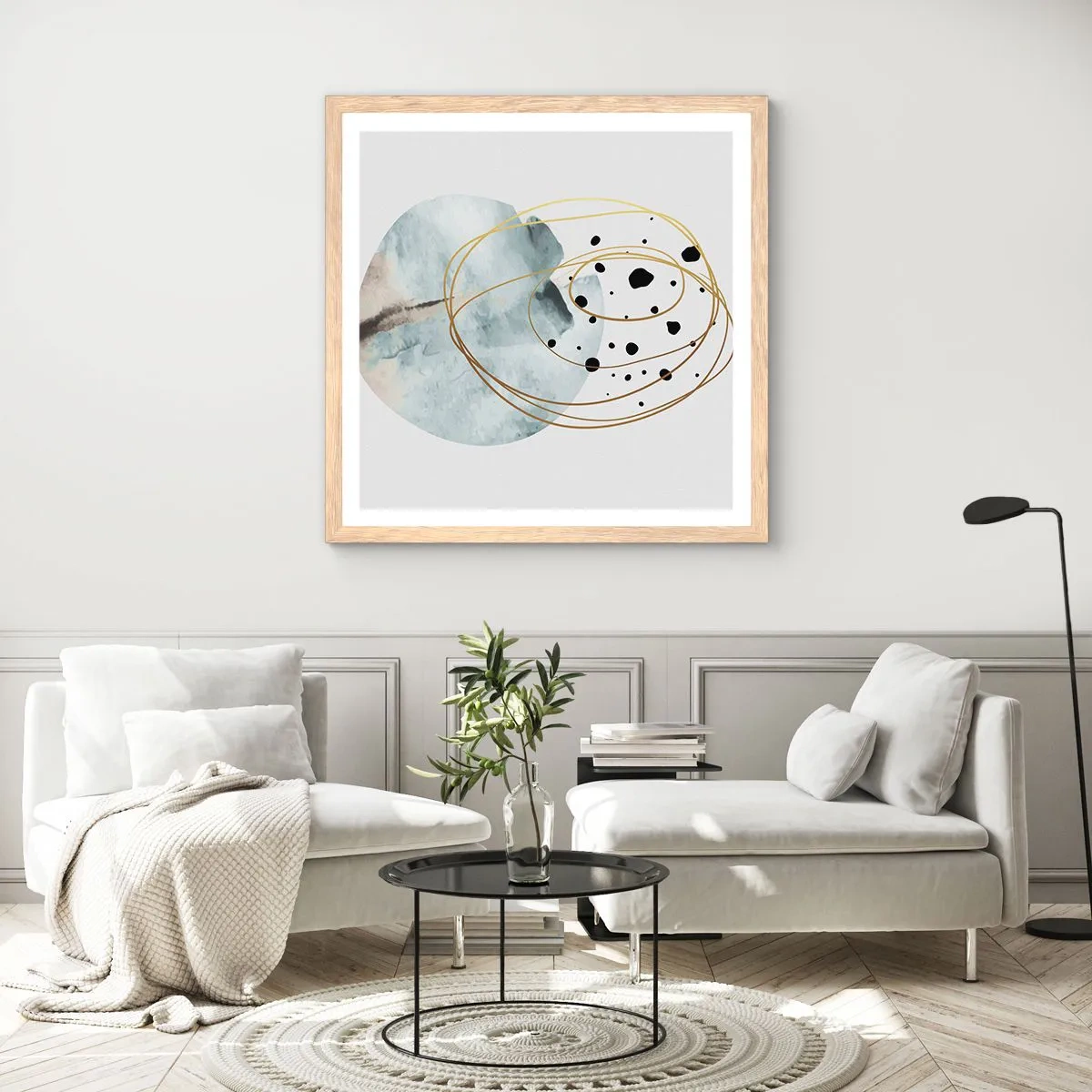 Poster in einem Rahmen aus heller Eiche - Vom Weltraum umarmt - 50x50 cm