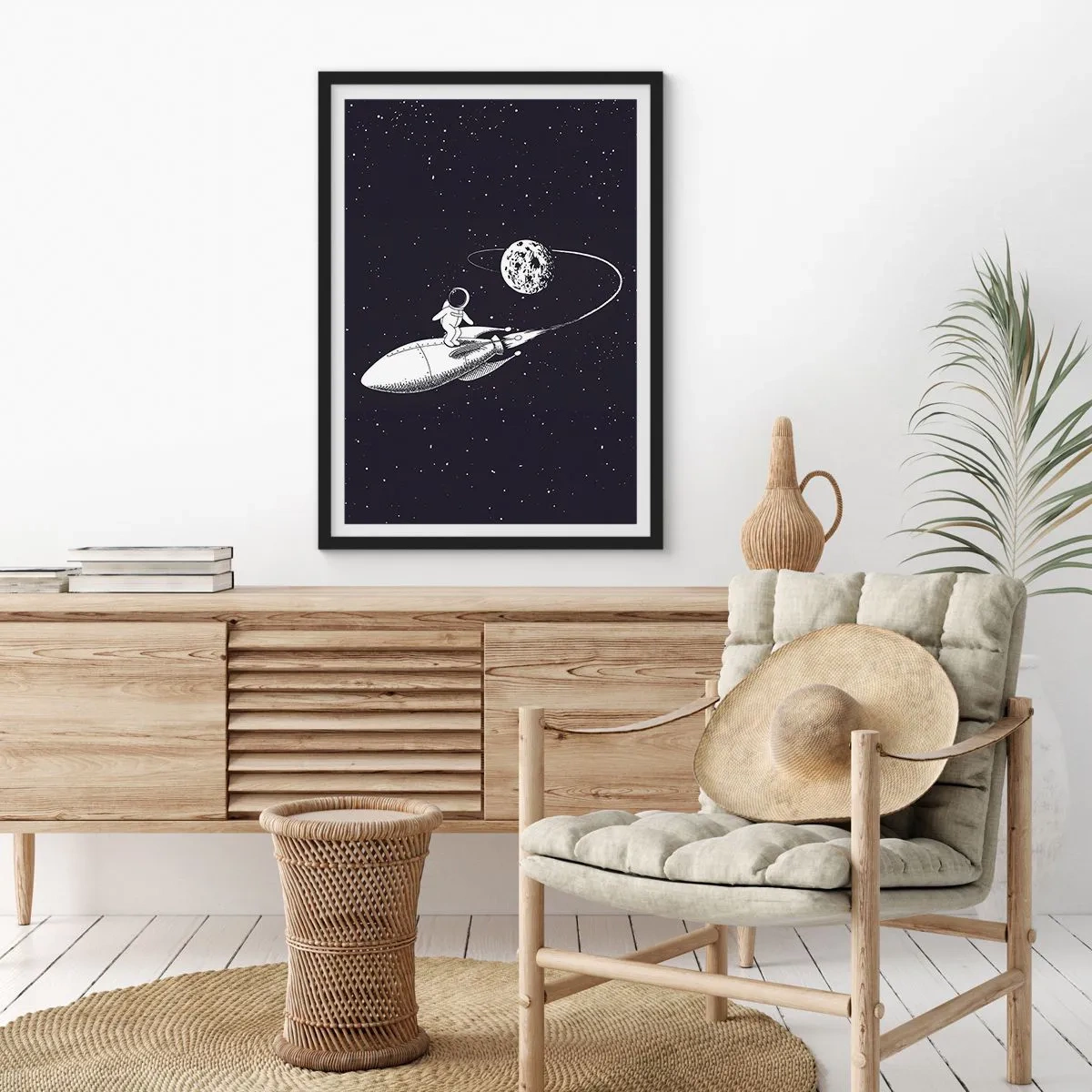 Poster in einem schwarzem Rahmen - Weltraumsurfer - 40x50 cm