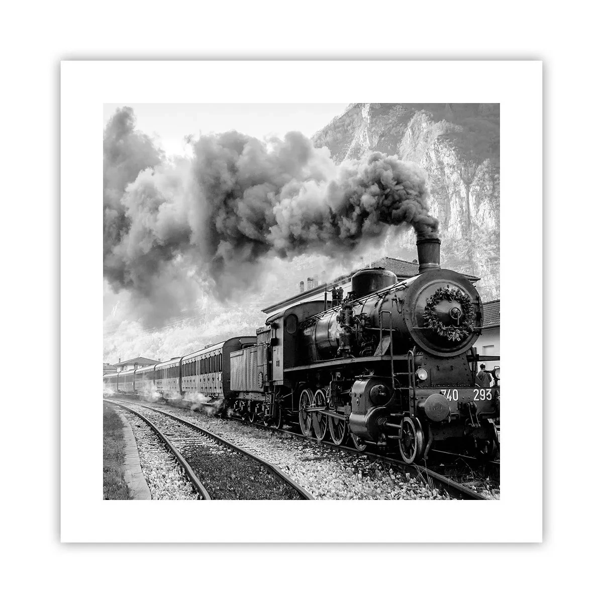 Poster - Steht am Bahnhof ... - 40x40 cm