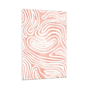 Glasbild - Bild auf glas - Abstraktes Muster in Weiß- und Korallentönen - 50x70cm - Im Korallenlabyrinth - Moderne Wanddekoration für Wohnzimmer und Schlafzimmer ARTTOR