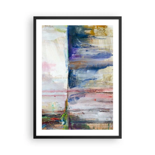 Poster in einem schwarzem Rahmen - Eine abstrakte Komposition in Blau-, Beige- und Rosatönen. - 50x70cm - Bunte Eindrücke und Assoziationen - Moderne Wanddekoration für Wohnzimmer und Schlafzimmer ARTTOR