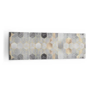 Bild auf Leinwand - Leinwandbild - Geometrisches Muster in goldenen Farbtönen - 160x50cm - Diamant-Komposition - Moderne Wanddekoration für Wohnzimmer und Schlafzimmer ARTTOR