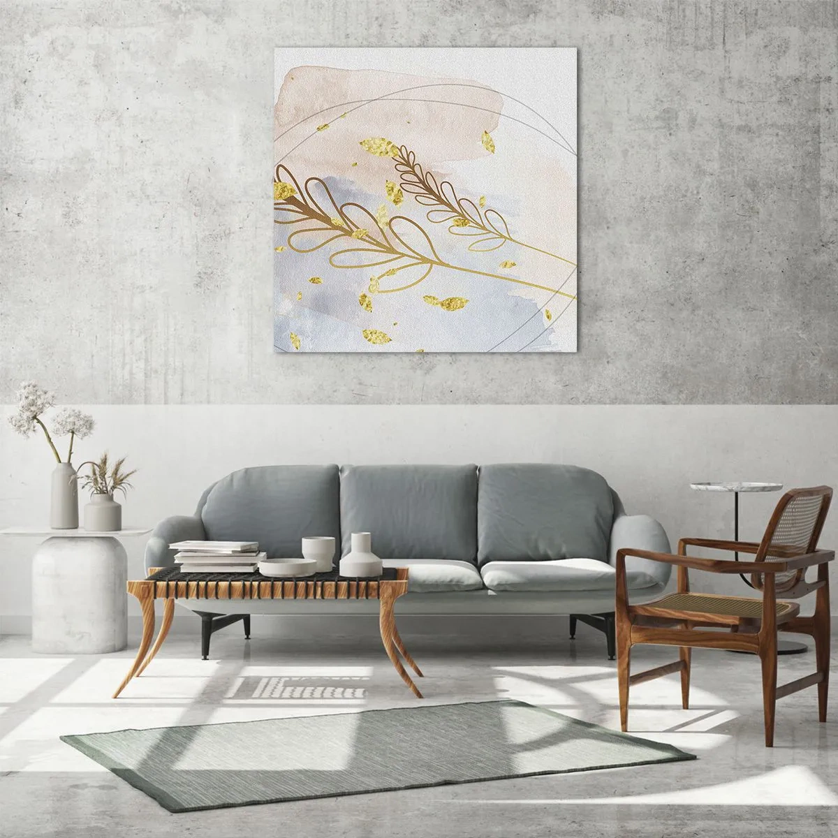 Glasbild - Bild auf glas - Goldenr Hauch - 70x70 cm