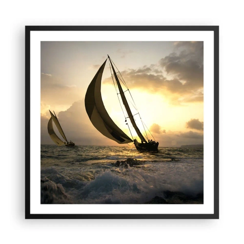 Poster in einem schwarzem Rahmen - Mit dem Wind und gegen den Wind - 60x60 cm