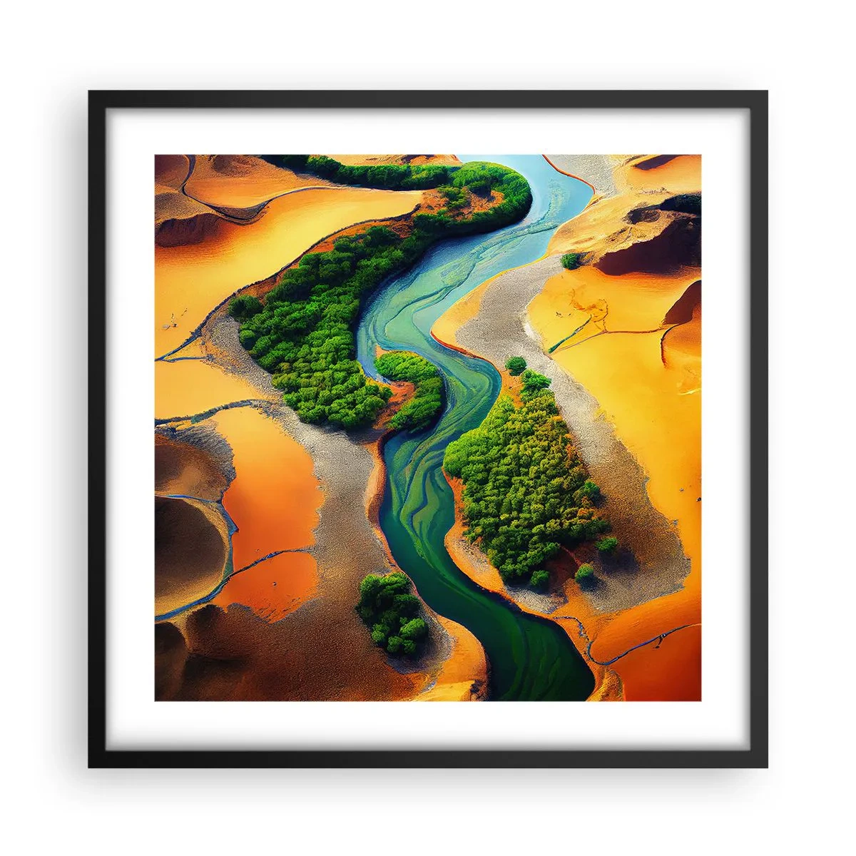 Poster in einem schwarzem Rahmen - Lebensspendender Fluss - 50x50 cm