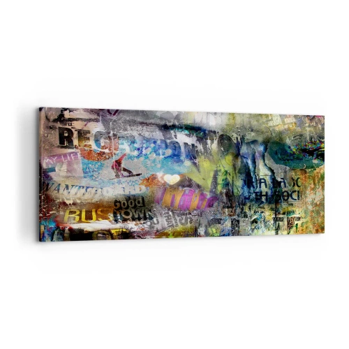 Bild auf Leinwand - Leinwandbild - Abstrakte Collage mit Text und verschiedenen Farben - 120x50cm - Collage aus Erinnerungen - Moderne Wanddekoration für Wohnzimmer und Schlafzimmer ARTTOR