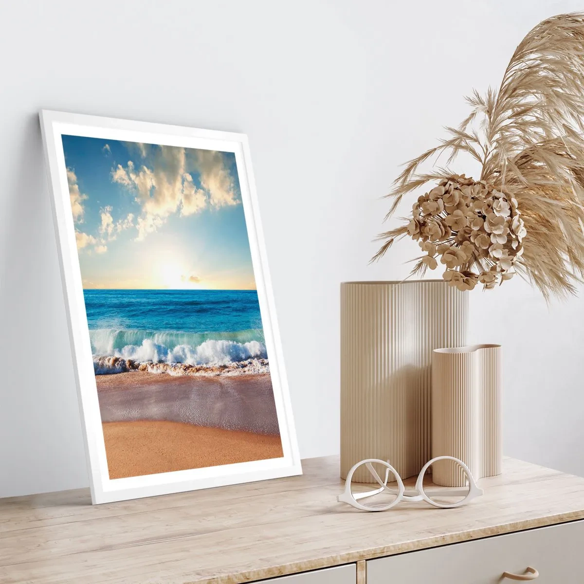 Poster in einem weißen Rahmen - Bewegung und Stille zugleich - 40x50 cm