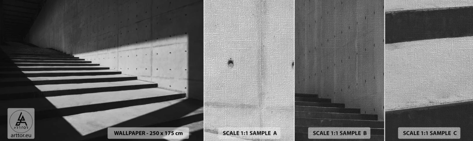 Fototapeten Muster Premium Canvas - Rohe Schönheit des Modernismus - Industriell, Die Architektur, Treppe - 100x30 cm