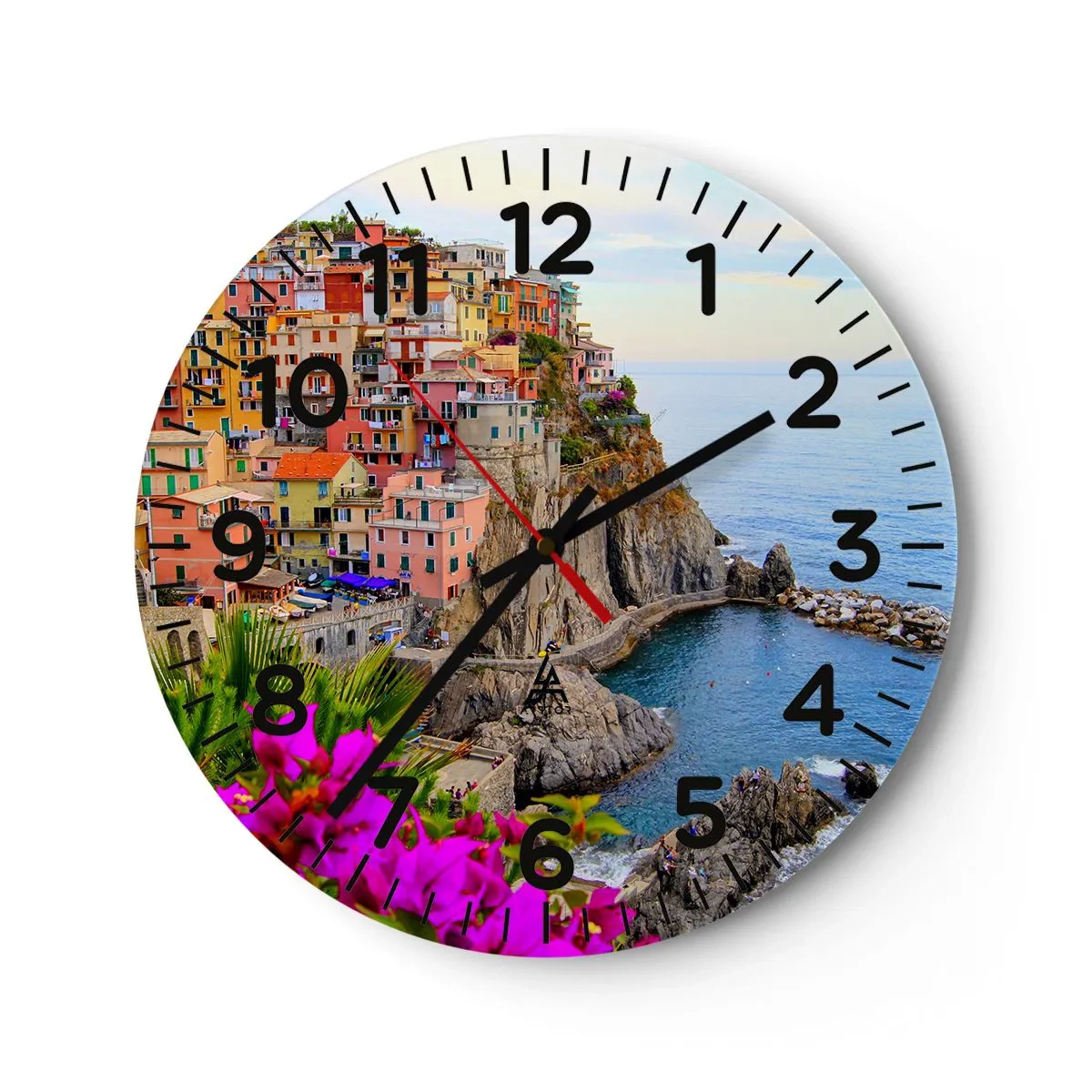 Wanduhr - Glasuhr - Lachende Stadt - 30x30 cm