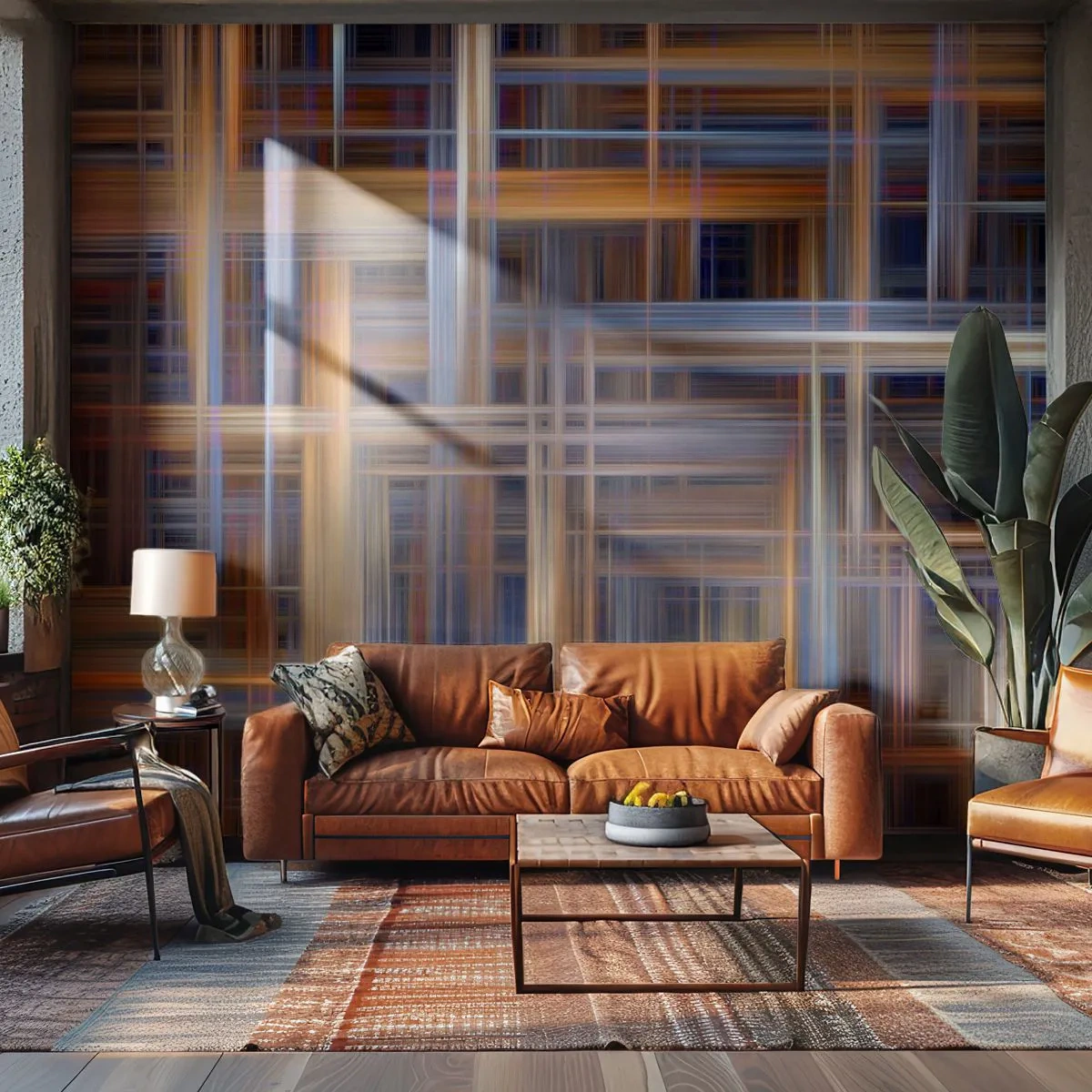 Fototapete Premium Sand - Abstrakte geometrische Komposition - 100x70cm - Aus Licht gewebt - Moderne Wanddekoration für Wohnzimmer und Schlafzimmer ARTTOR
