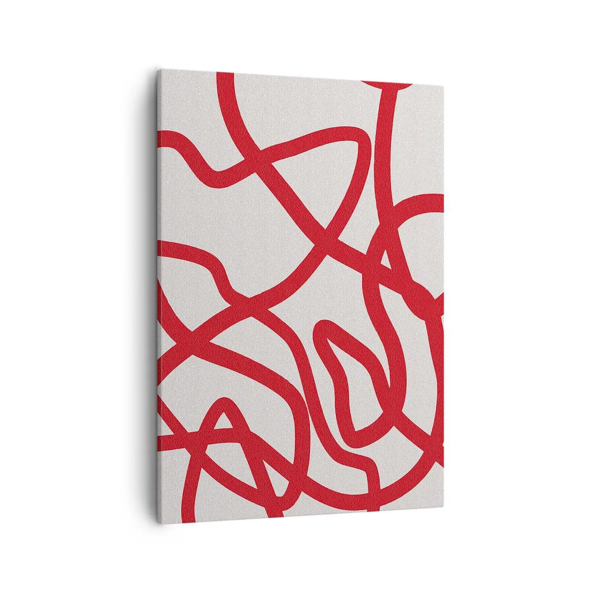 Bild auf Leinwand - Leinwandbild - Rote abstrakte Linien auf weißem Hintergrund - 50x70cm - Rot auf Weiß - Moderne Wanddekoration für Wohnzimmer und Schlafzimmer ARTTOR