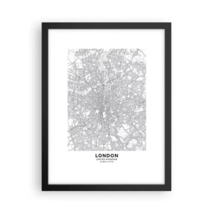 Poster in einem schwarzem Rahmen - Karte des Labyrinths von London - 30x40 cm