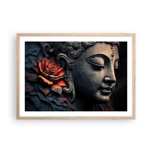 Poster in einem Rahmen aus heller Eiche - Im Einklang mit der Welt - 70x50 cm