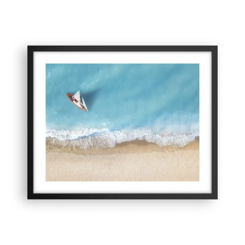 Poster in einem schwarzem Rahmen - An der Grenze von Blau und Gold - 50x40 cm