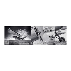 Fototapeten Muster Premium Sand - Der geflügelte Wanderer - Flugzeug, Flugzeug, Schwarz und weiß - 100x30 cm