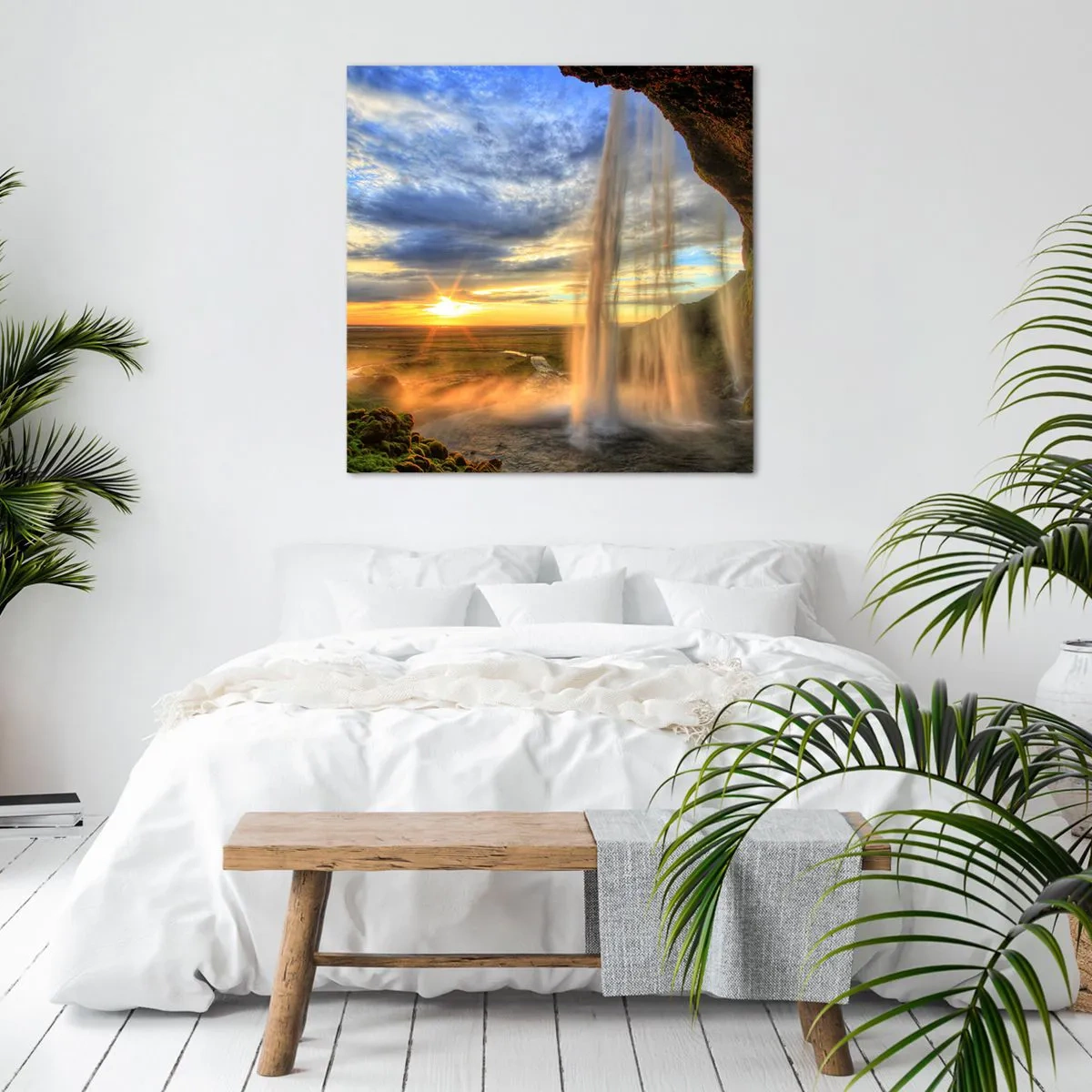 Bild auf Leinwand - Leinwandbild - Die Welt hinter einem Schleier aus Tropfen - 60x60 cm