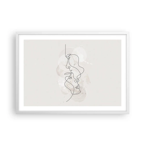 Poster in einem weißen Rahmen - Verstrickt in eine Umarmung - 70x50 cm