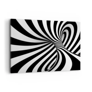 Bild auf Leinwand - Leinwandbild - Abstrakter Tunnel mit schwarz-weißen Spiralstreifen - 100x70cm - Komposition: Tanzraum - Moderne Wanddekoration für Wohnzimmer und Schlafzimmer ARTTOR