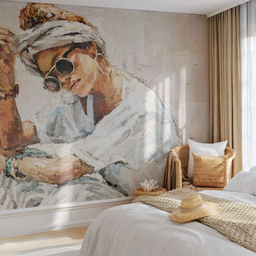 Selbstklebende Fototapete Deluxe Sticker - Porträt in voller Sonne - Porträt, Boho, Öl - 400x280 cm