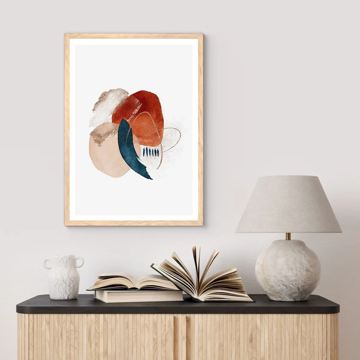 Poster in einem Rahmen aus heller Eiche - Ovale Komposition - 70x100 cm