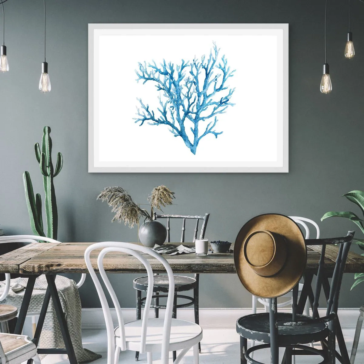 Poster in einem weißen Rahmen - Nautisches Filigran - 70x50 cm