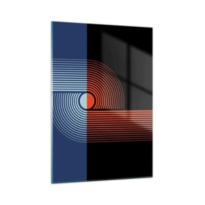 Glasbild - Bild auf glas - Moderne geometrische Grafiken in Kontrastfarben - 50x70cm - In einer geometrischen Umarmung - Moderne Wanddekoration für Wohnzimmer und Schlafzimmer ARTTOR