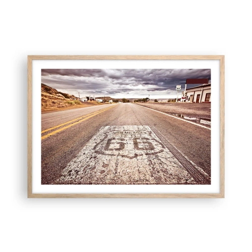 Poster in einem Rahmen aus heller Eiche - Mother Road - eine amerikanische Legende - 70x50 cm