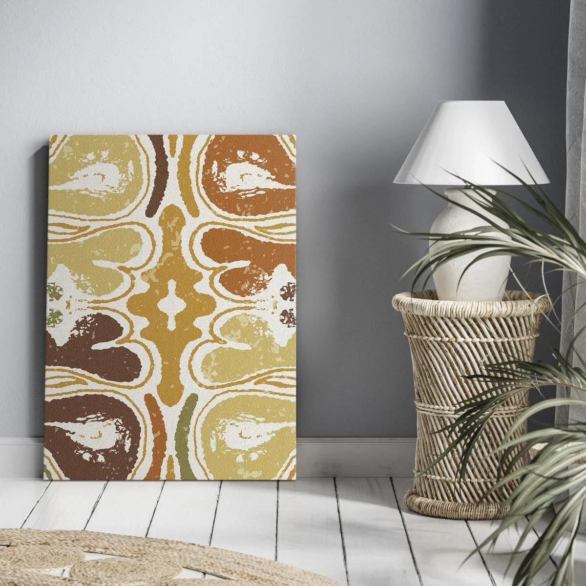 Bild auf Leinwand - Leinwandbild - Warme abstrakte Muster in Gelb- und Brauntönen - 50x70cm - Sentimentale Abstraktion - Moderne Wanddekoration für Wohnzimmer und Schlafzimmer ARTTOR