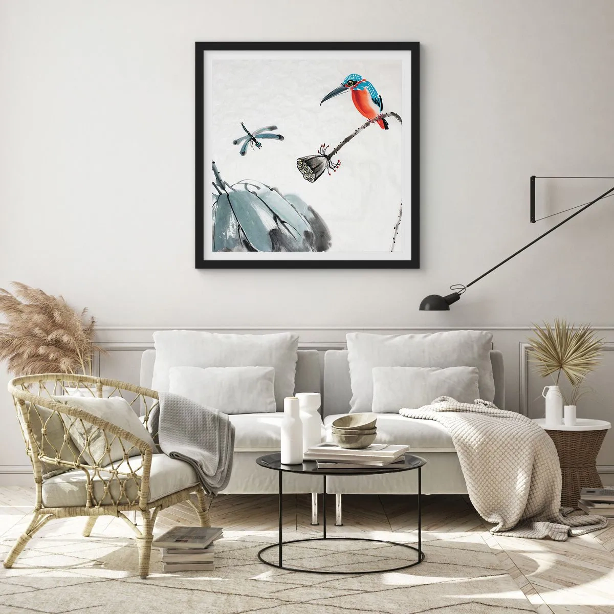 Poster in einem schwarzem Rahmen - Das Leben der Wiese - 60x60 cm
